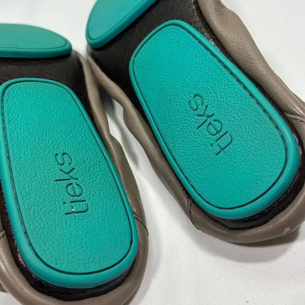Tieks by Gavrieli Taupe Leather‎ Ballet Flats Foldable Comfort Travel Shoes 7